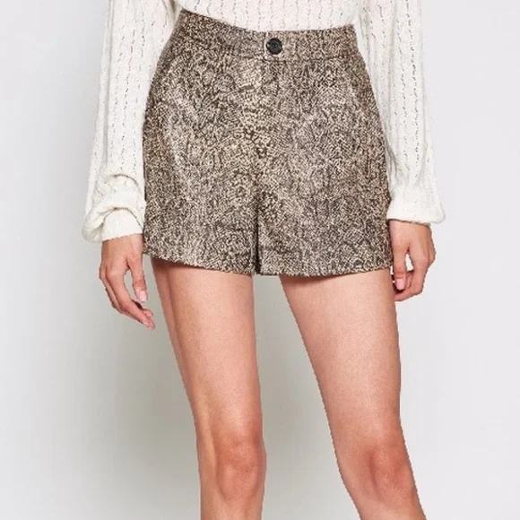 NWT Joie Snake Print Leather Shorts - Picture 12 of 12